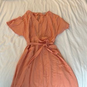 Peach summertime linen Madewell dress